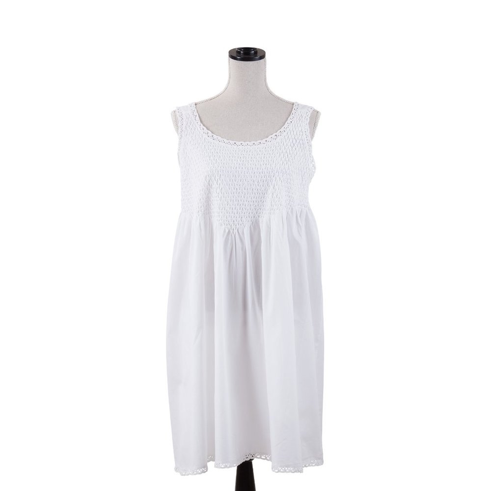 Taleen Ladies White lightweight Cool Cotton Embroidered Pajama Nightgown Intimat